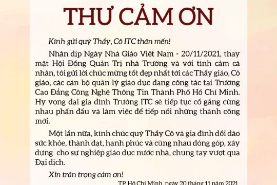 Thư Chúc Mừng Của Hội Đồng Quản Trị Nhà Trường Nhân Ngày Nhà Giáo Việt Nam 20-11