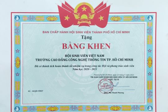 Hội Sinh Viên Trường Đón Nhận Bằng Khen Của Hội Sinh Viên Việt Nam TP. Hồ Chí Minh